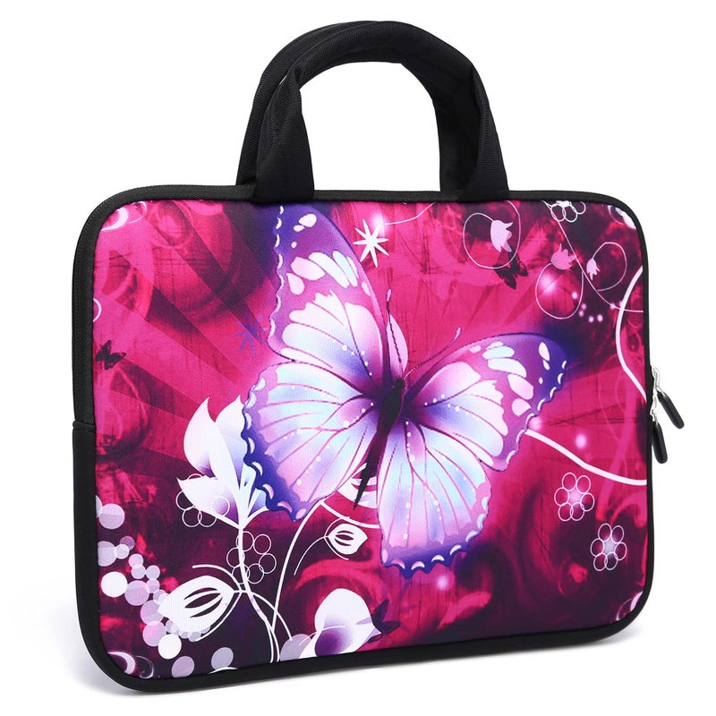 Baocool 11" 11.6" 12" 12.1" 12.5" inch Laptop Carrying Bag Case Notebook Ultrabook Bag Tablet Cover Neoprene Fit Samsung Google Acer HP DELL Lenovo Asus (11 11.6 12.1 12.2 inch, Purple Butterfly) - Image 2